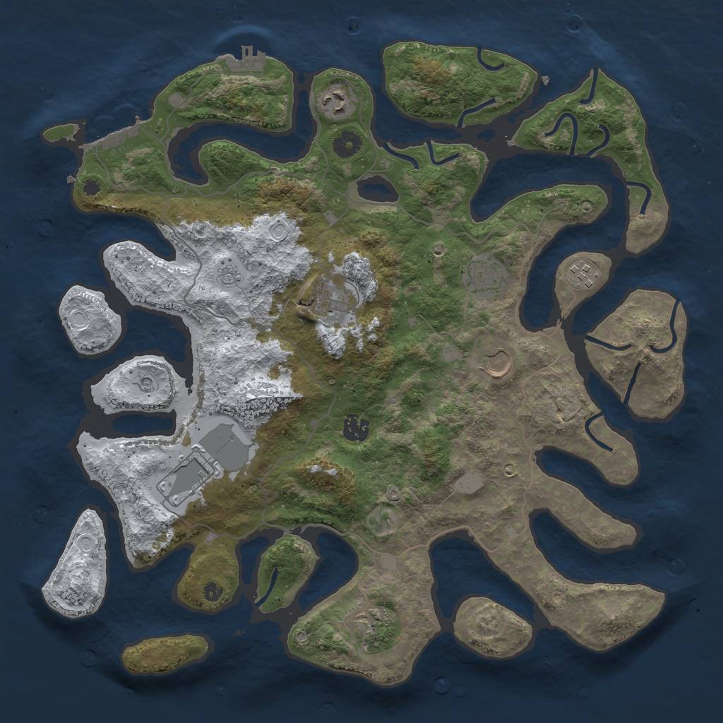 Rust Map: Procedural Map, Size: 4000, Seed: 67890127, 17 Monuments