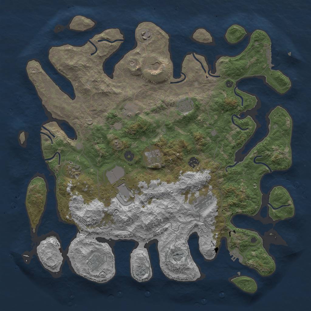 Rust Map: Procedural Map, Size: 4500, Seed: 32323201, 22 Monuments