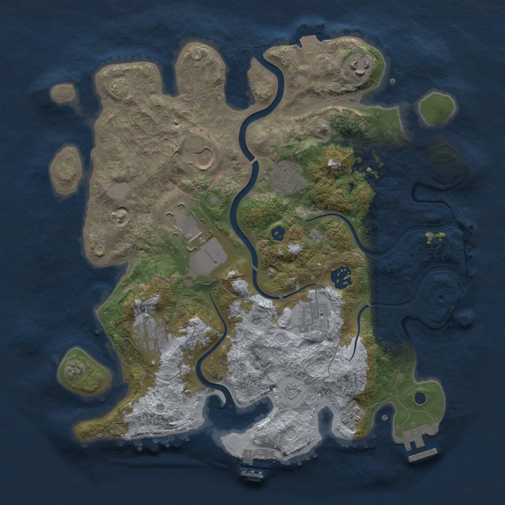 Rust Map: Procedural Map, Size: 3500, Seed: 91467, 14 Monuments