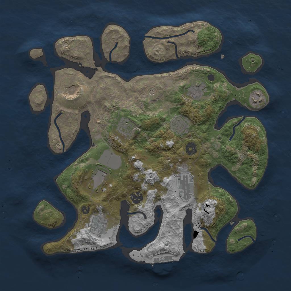 Rust Map: Procedural Map, Size: 3500, Seed: 91467, 13 Monuments