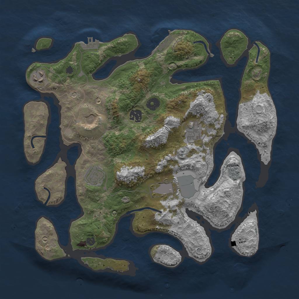 Rust Map: Procedural Map, Size: 3500, Seed: 43214, 18 Monuments