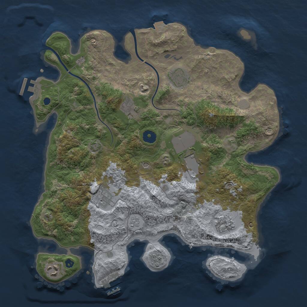 Rust Map: Procedural Map, Size: 3500, Seed: 298471453, 13 Monuments