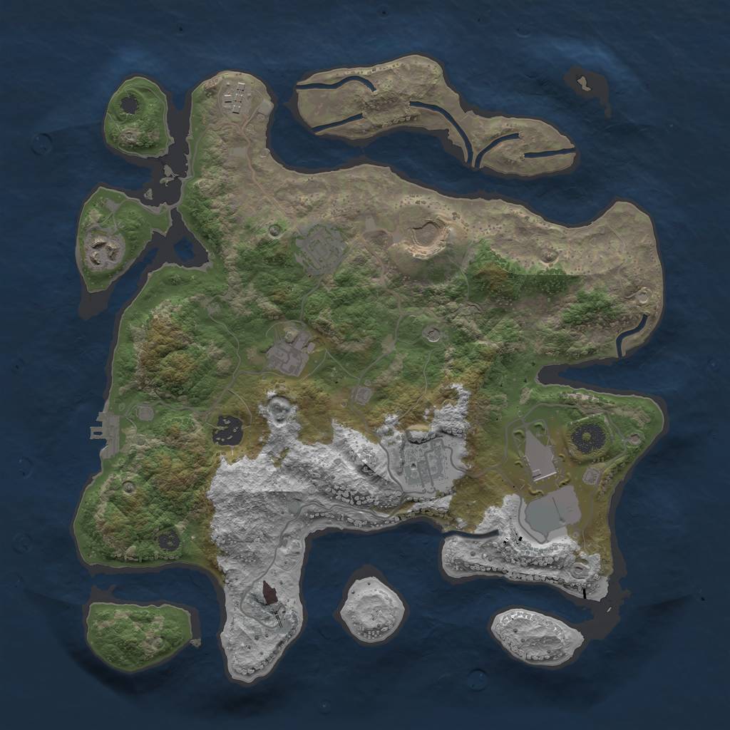 Rust Map: Procedural Map, Size: 3500, Seed: 298471453, 12 Monuments