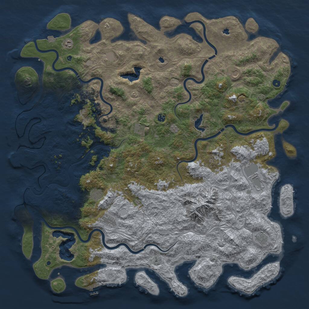 Rust Map: Procedural Map, Size: 6000, Seed: 376338, 17 Monuments