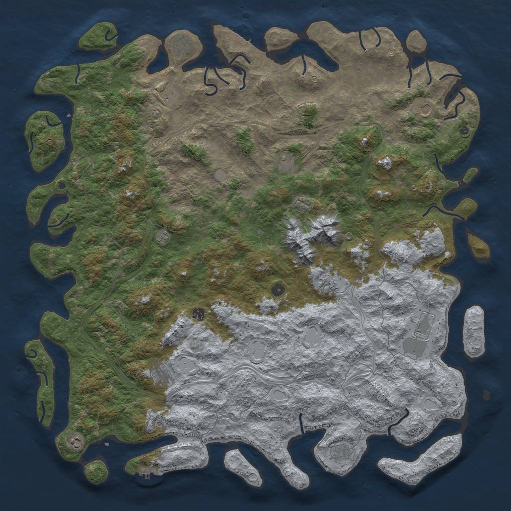 Rust Map: Procedural Map, Size: 6000, Seed: 376338, 18 Monuments