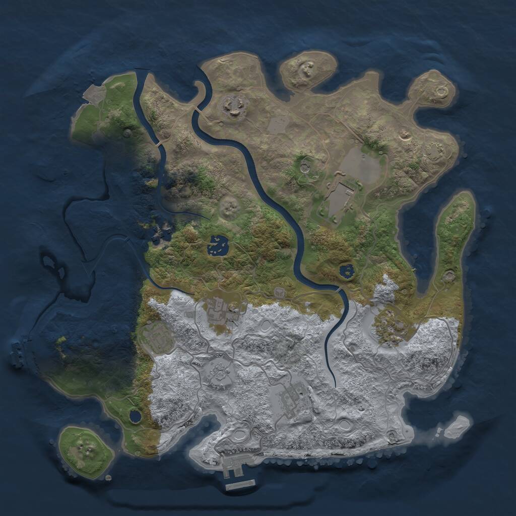 Rust Map: Procedural Map, Size: 3500, Seed: 7695887, 14 Monuments