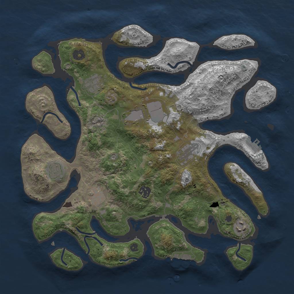 Rust Map: Procedural Map, Size: 3700, Seed: 8943854, 12 Monuments