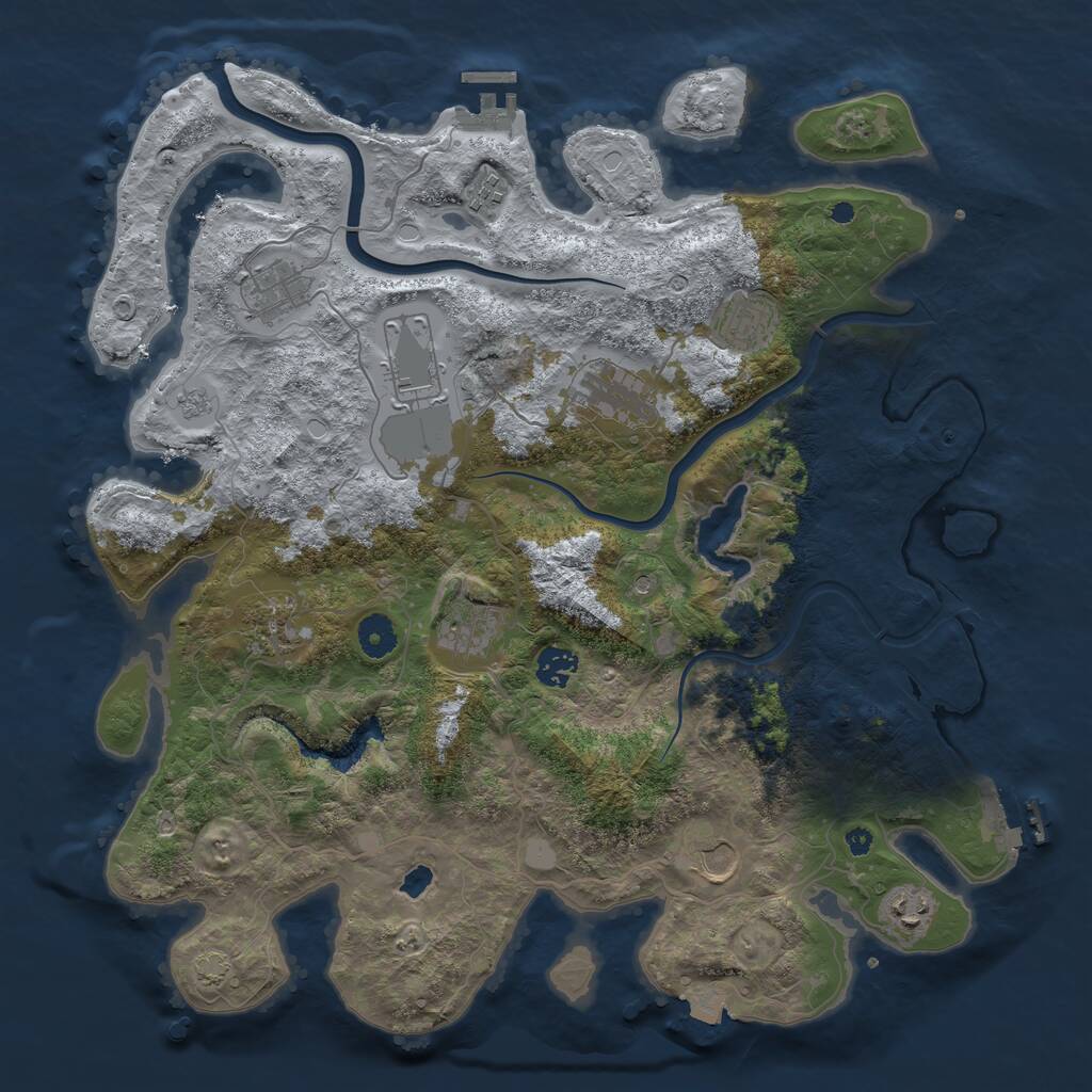 Rust Map: Procedural Map, Size: 4000, Seed: 457898, 16 Monuments