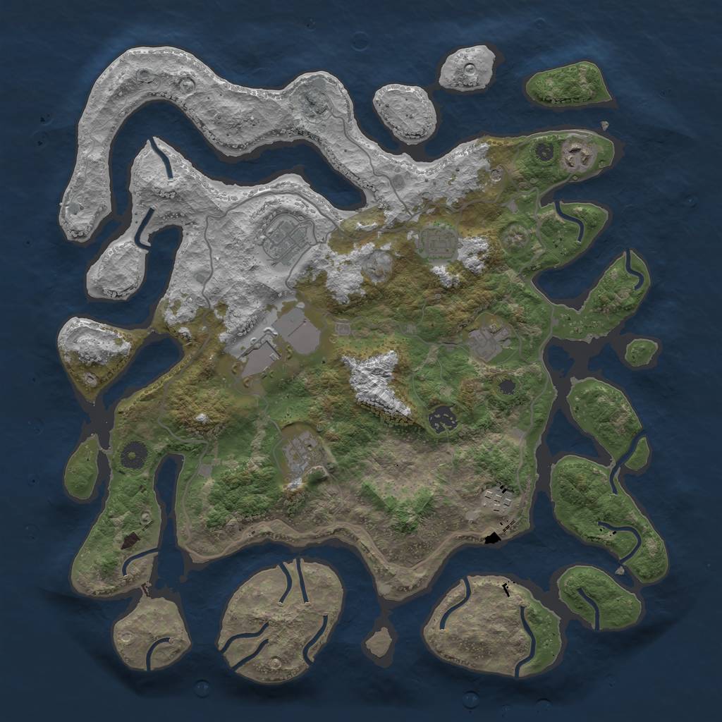 Rust Map: Procedural Map, Size: 4000, Seed: 457898, 11 Monuments