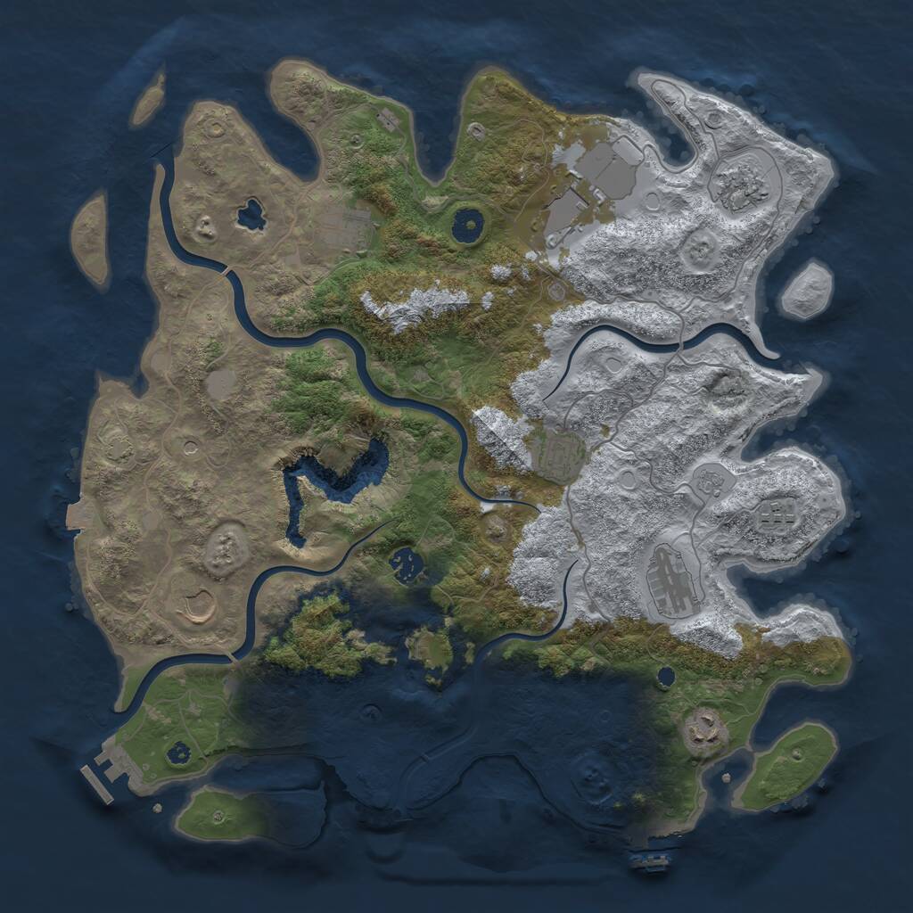 Rust Map: Procedural Map, Size: 4098, Seed: 1250783520, 15 Monuments