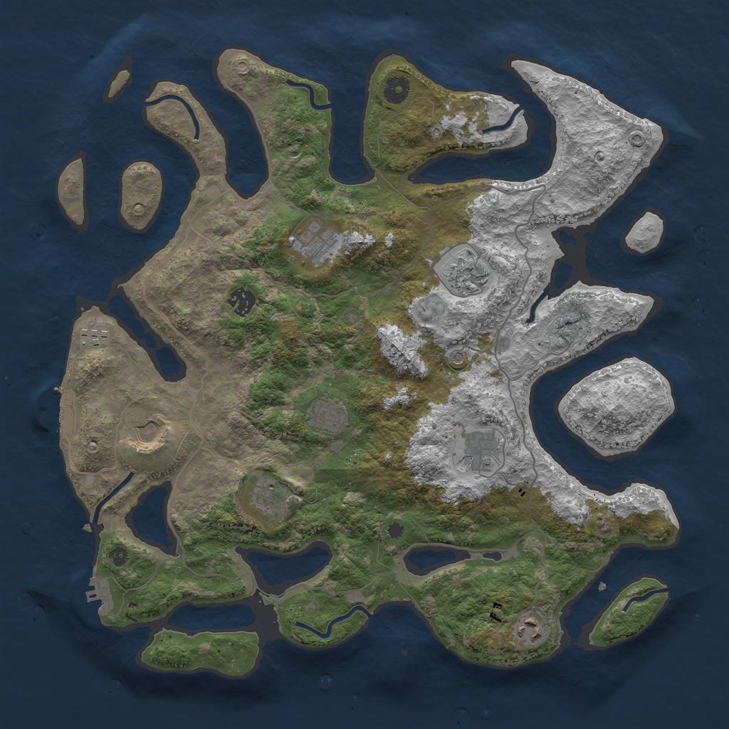 Rust Map: Procedural Map, Size: 4098, Seed: 1250783520, 14 Monuments