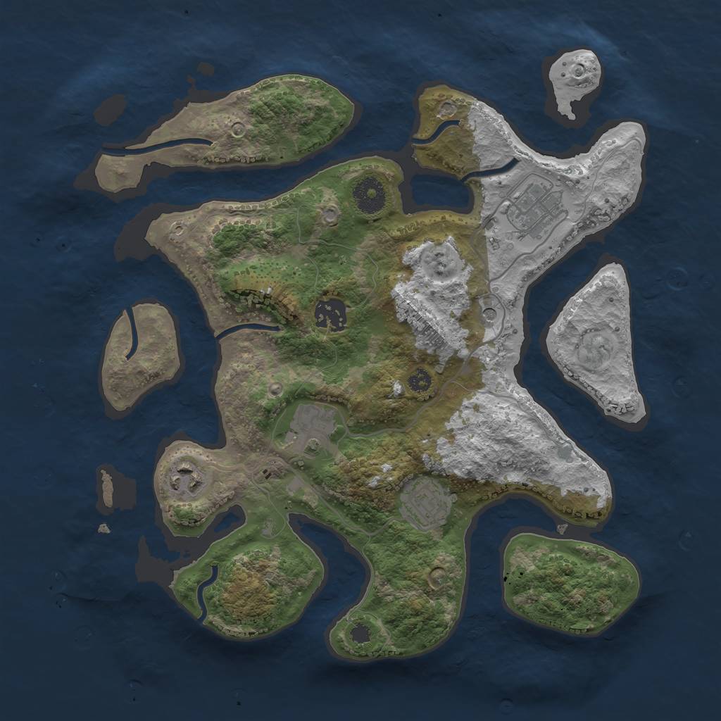 Rust Map: Procedural Map, Size: 3200, Seed: 85546, 8 Monuments