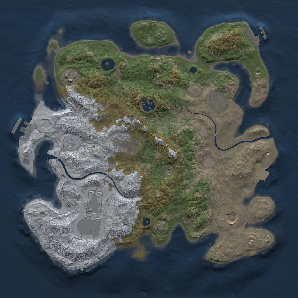 Rust Map: Procedural Map, Size: 3500, Seed: 47223989, 12 Monuments
