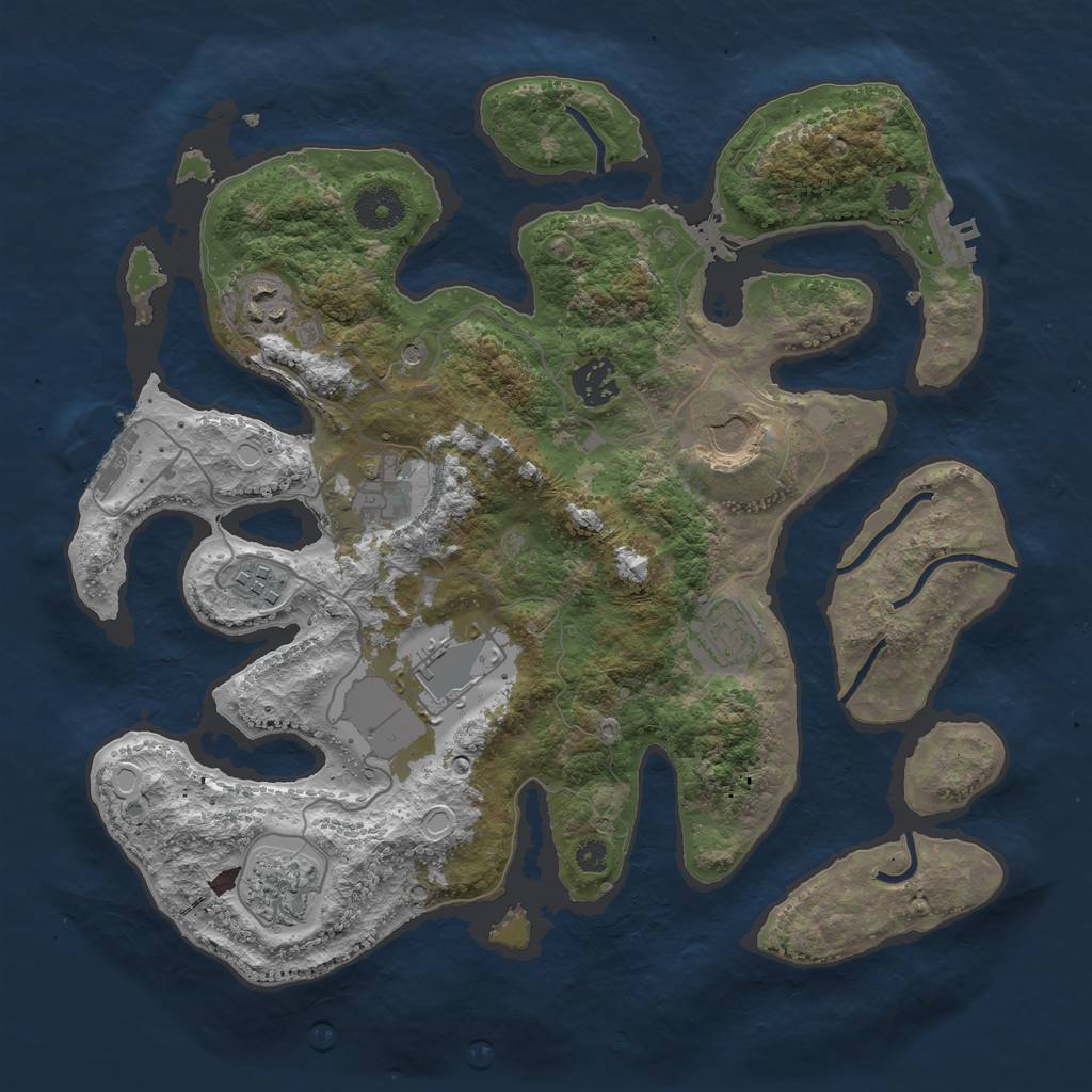 Rust Map: Procedural Map, Size: 3500, Seed: 47223989, 19 Monuments