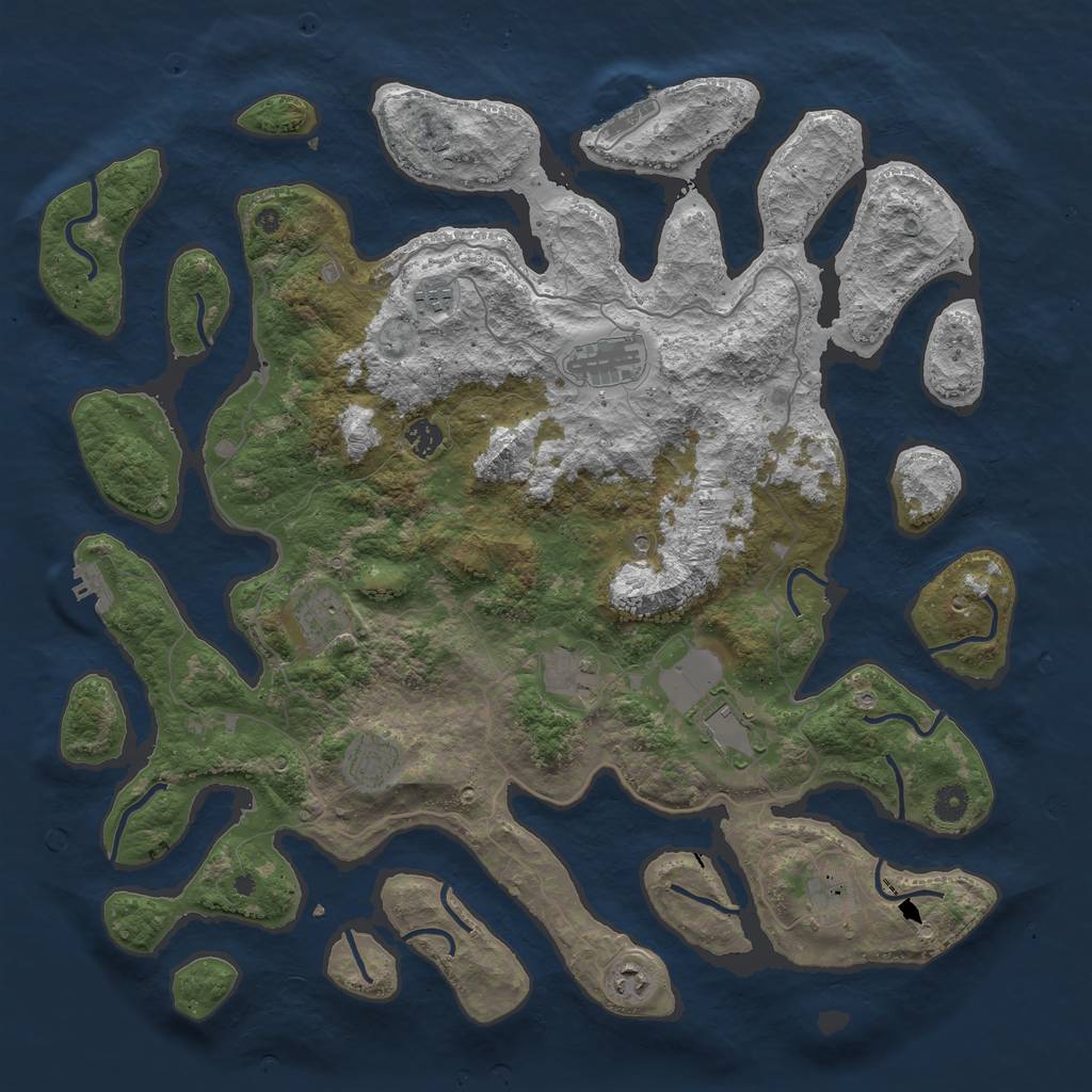 Rust Map: Procedural Map, Size: 4500, Seed: 460239707, 14 Monuments