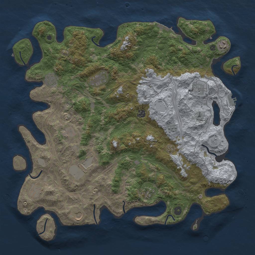 Rust Map: Procedural Map, Size: 4500, Seed: 716634, 18 Monuments