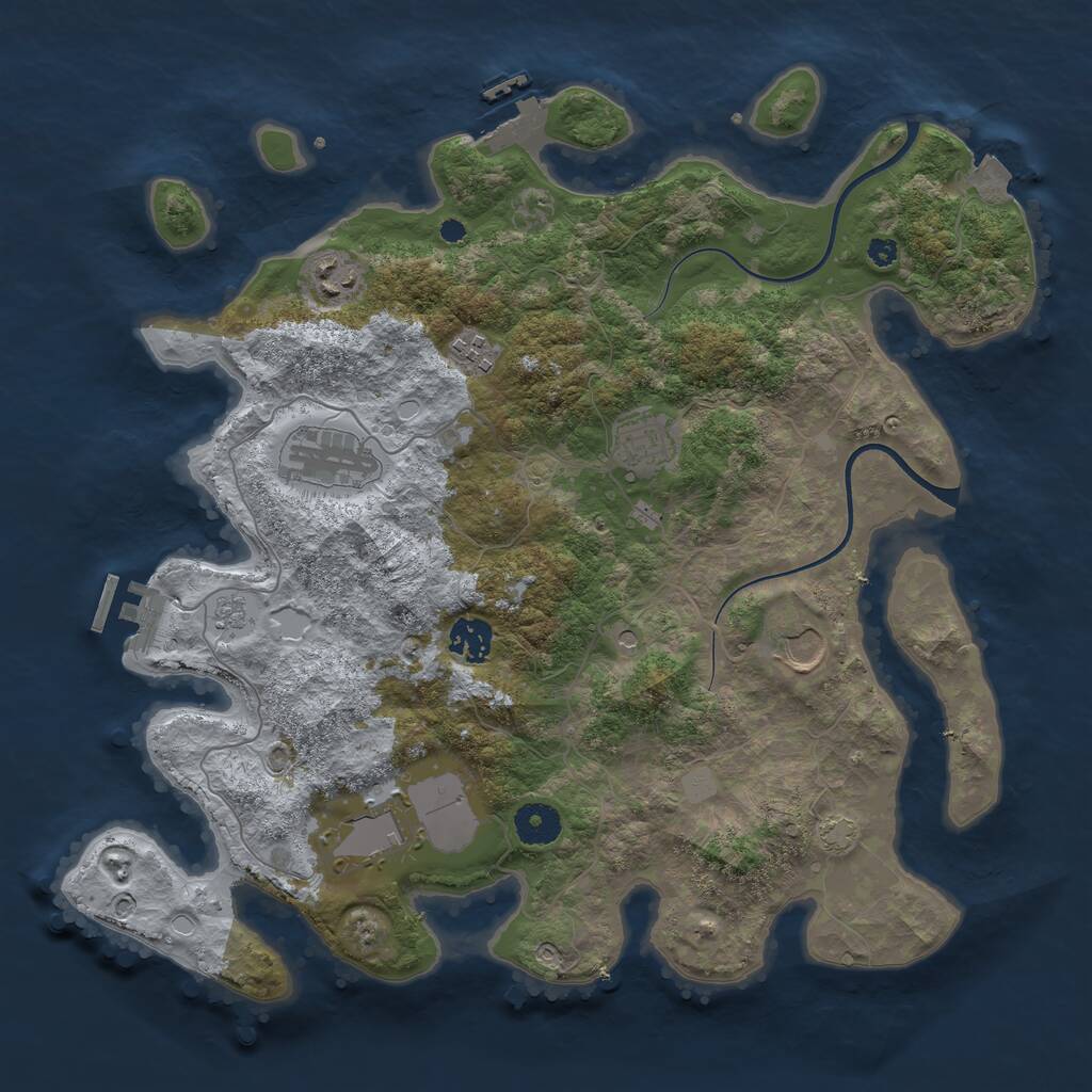 Rust Map: Procedural Map, Size: 3700, Seed: 1767729544, 13 Monuments