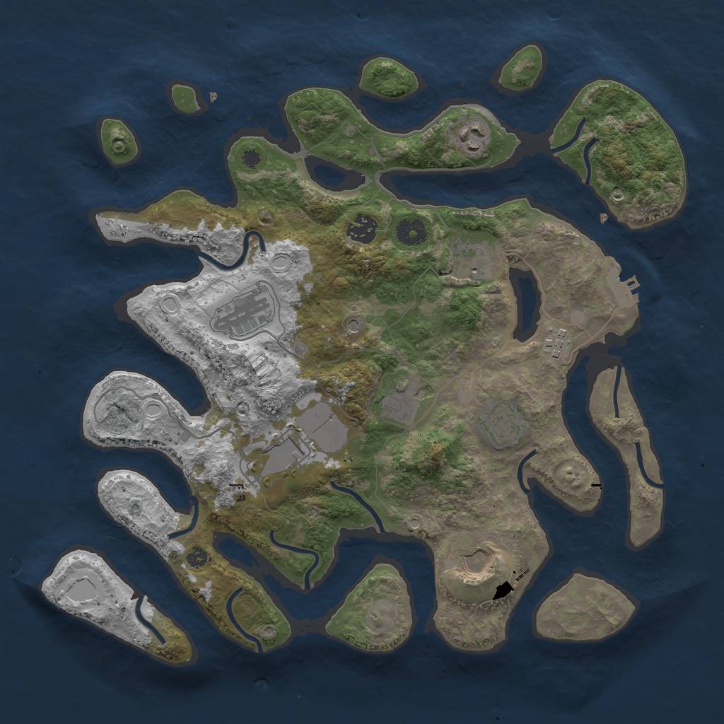 Rust Map: Procedural Map, Size: 3700, Seed: 1767729544, 16 Monuments