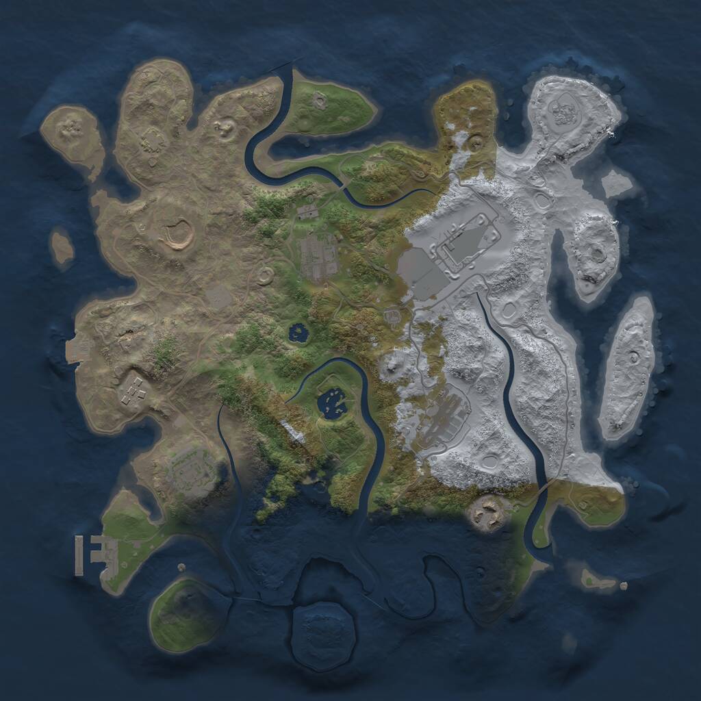Rust Map: Procedural Map, Size: 3500, Seed: 57787, 13 Monuments