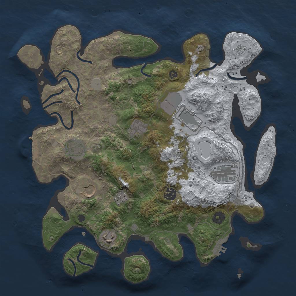 Rust Map: Procedural Map, Size: 3500, Seed: 57787, 17 Monuments