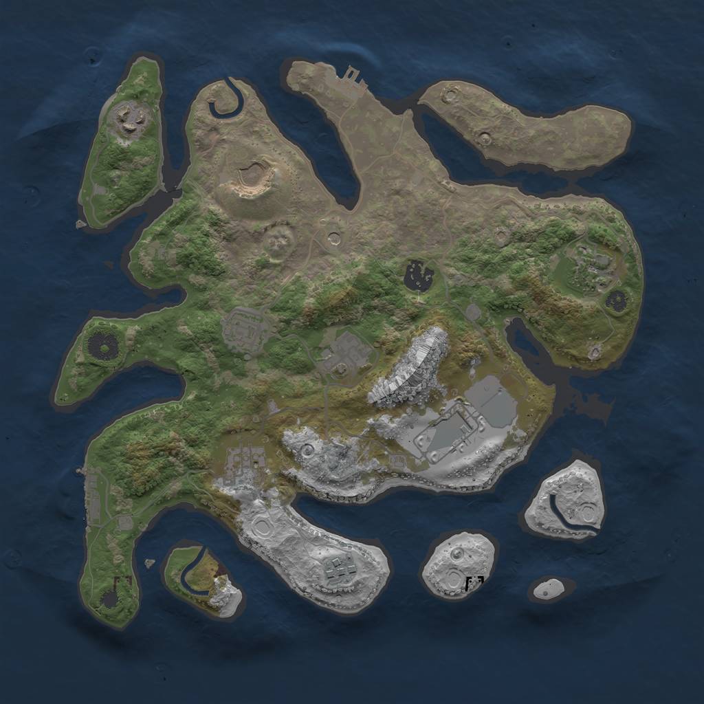 Rust Map: Procedural Map, Size: 3500, Seed: 2119115377, 20 Monuments