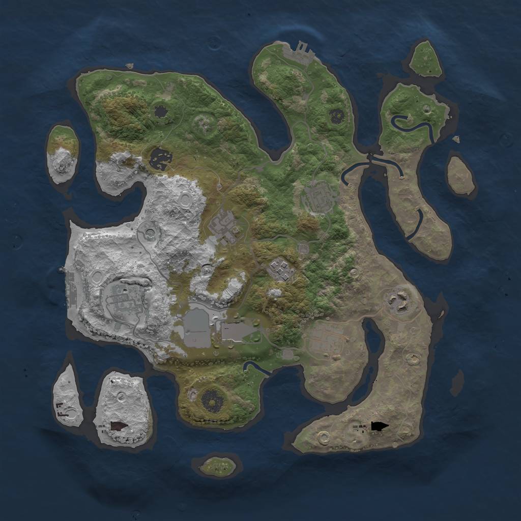 Rust Map: Procedural Map, Size: 3500, Seed: 79946209, 16 Monuments