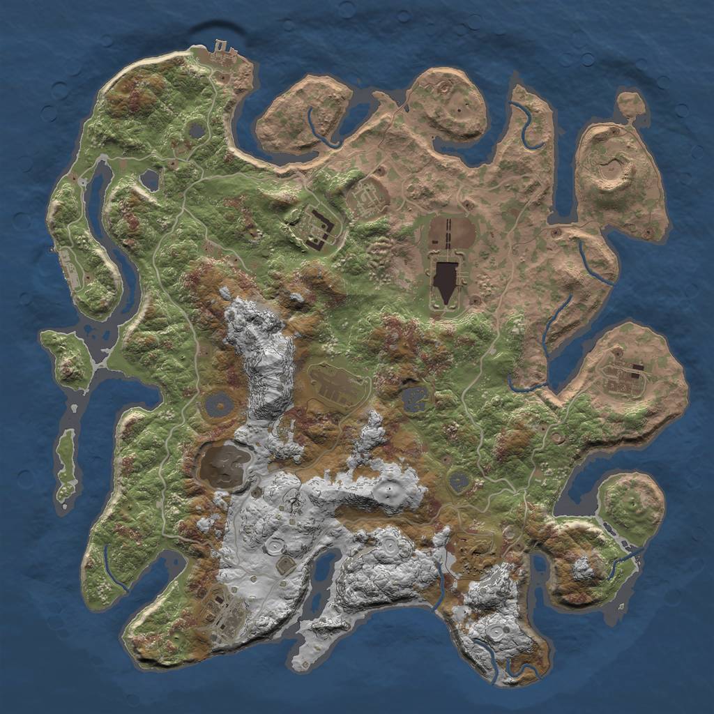Rust Map: Procedural Map, Size: 4000, Seed: 925843, 16 Monuments