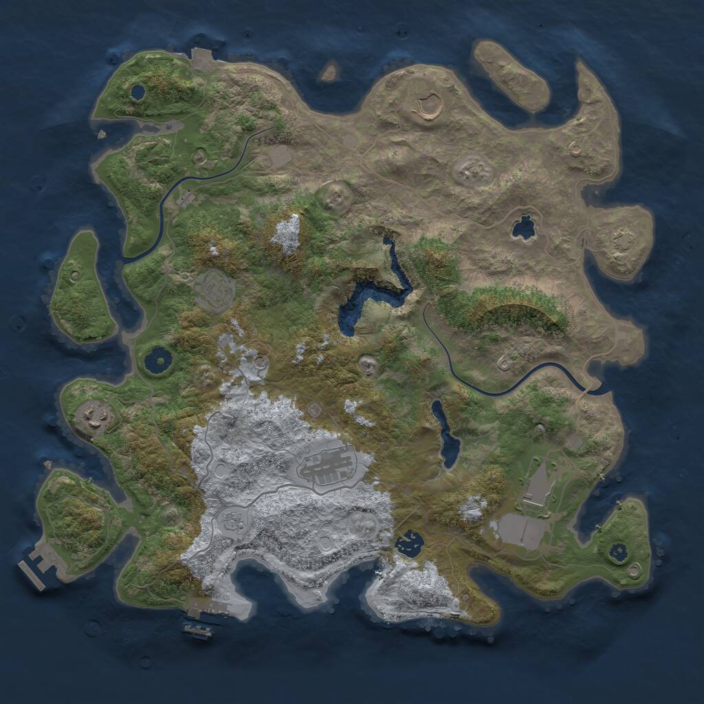 Rust Map: Procedural Map, Size: 4000, Seed: 925843, 12 Monuments