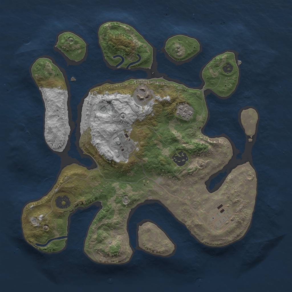 Rust Map: Procedural Map, Size: 3000, Seed: 2029042958, 8 Monuments