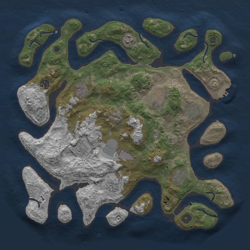 Rust Map: Procedural Map, Size: 3900, Seed: 6457, 14 Monuments