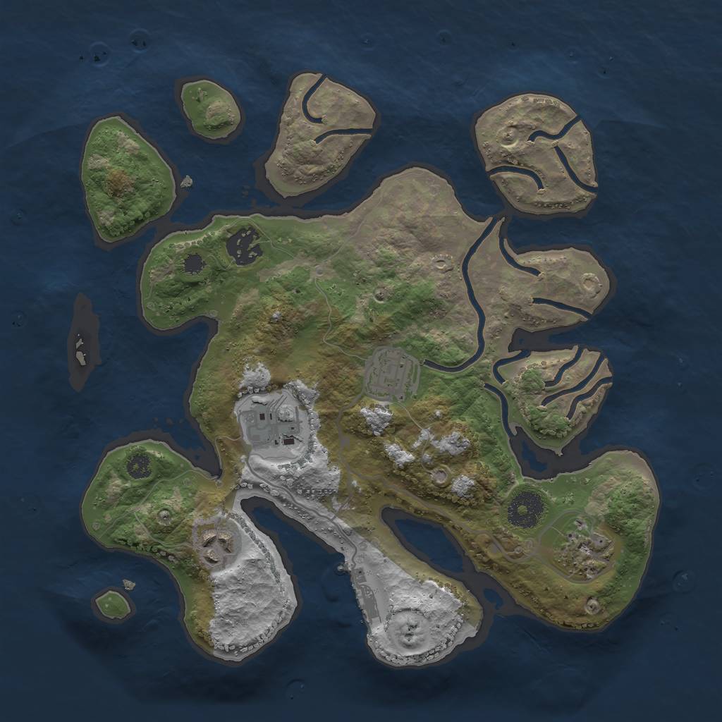 Rust Map: Procedural Map, Size: 3000, Seed: 1564849, 8 Monuments