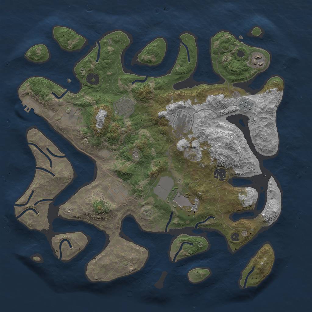 Rust Map: Procedural Map, Size: 3700, Seed: 2128947473, 12 Monuments