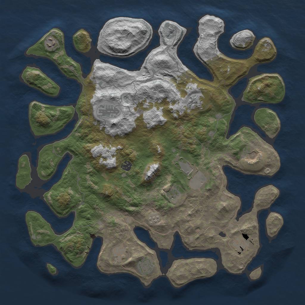 Rust Map: Barren, Size: 4500, Seed: 7512, 14 Monuments