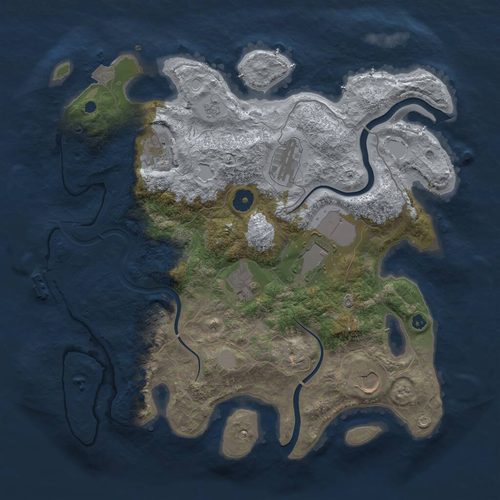 Rust Map: Procedural Map, Size: 3500, Seed: 2064742631, 10 Monuments