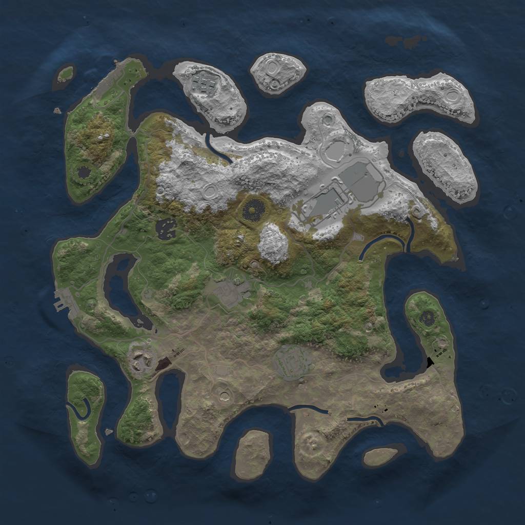 Rust Map: Procedural Map, Size: 3500, Seed: 2064742631, 17 Monuments