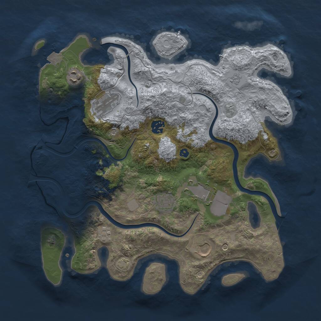 Rust Map: Procedural Map, Size: 3500, Seed: 2064742631, 11 Monuments