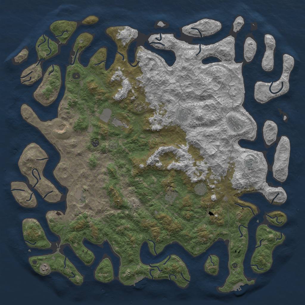 Rust Map: Procedural Map, Size: 6000, Seed: 119403573, 16 Monuments