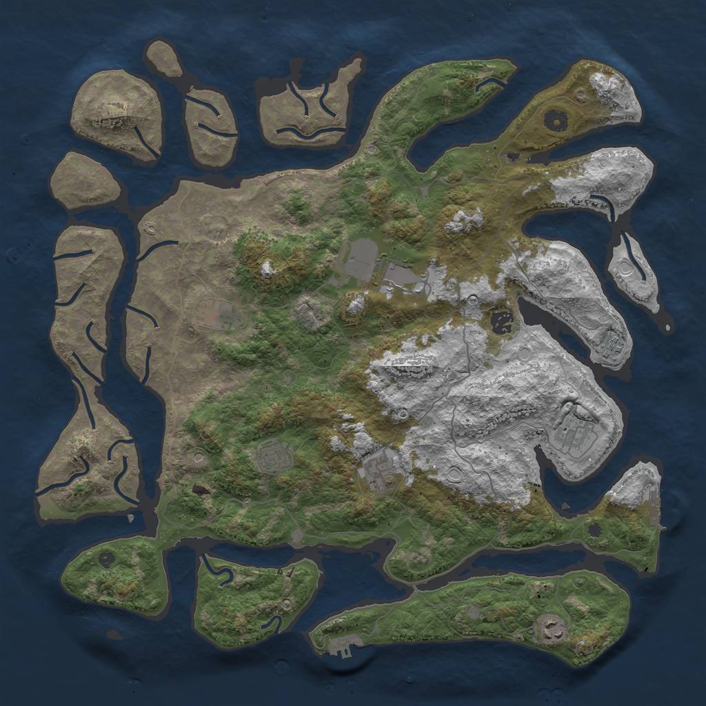 Rust Map: Procedural Map, Size: 4500, Seed: 45678212, 16 Monuments