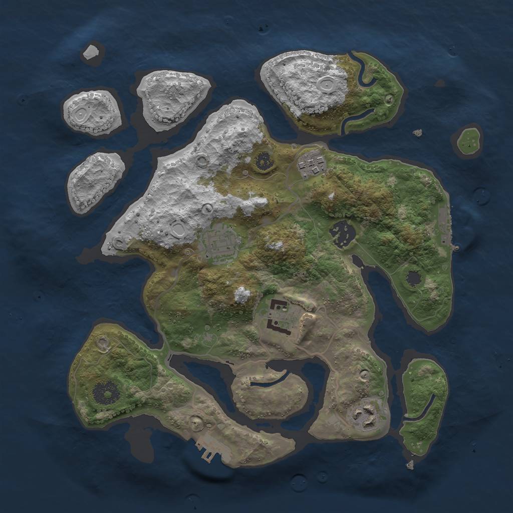 Rust Map: Procedural Map, Size: 3000, Seed: 2414672, 12 Monuments