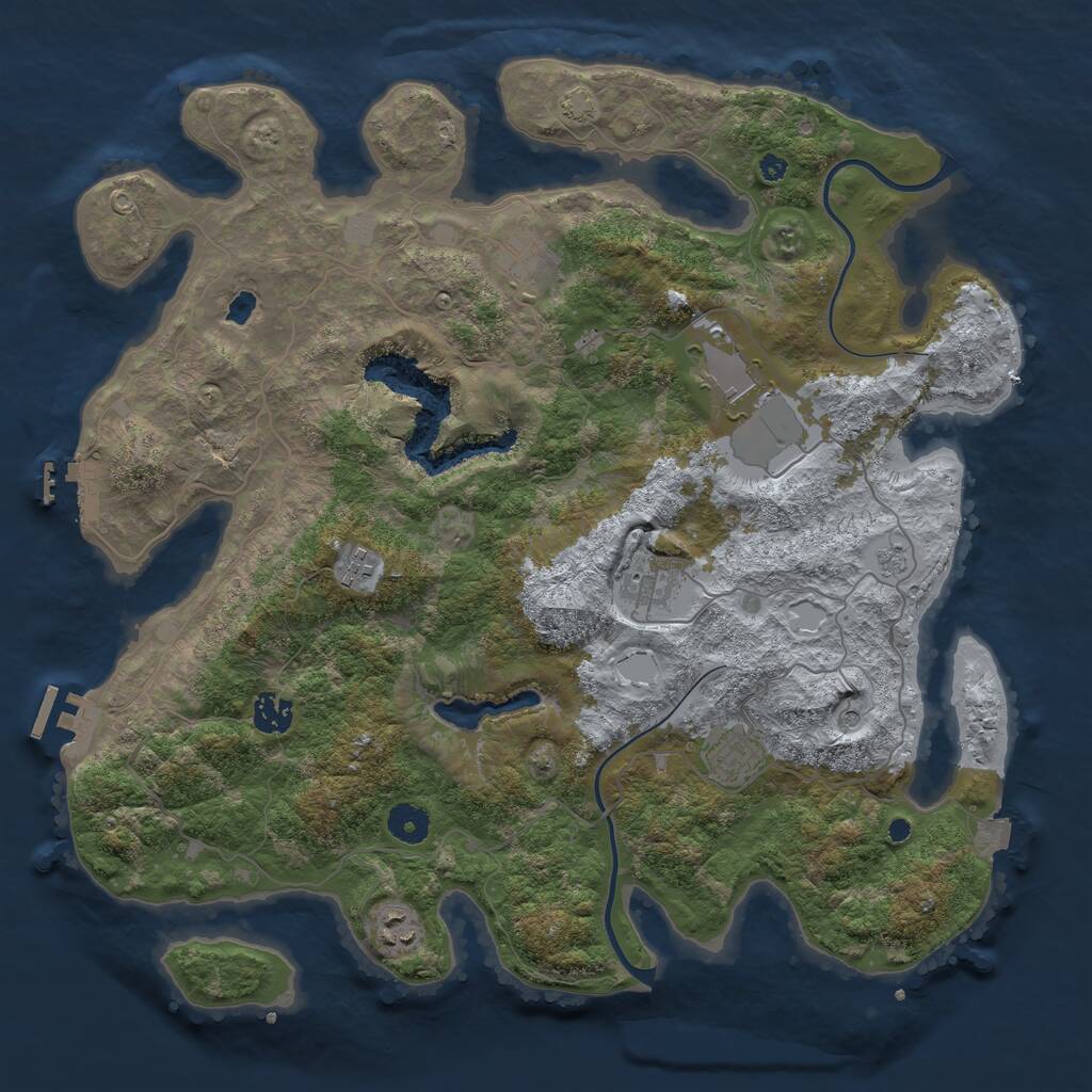 Rust Map: Procedural Map, Size: 4000, Seed: 36808, 13 Monuments
