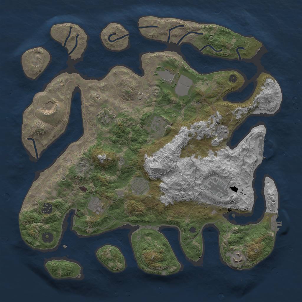 Rust Map: Procedural Map, Size: 4000, Seed: 36808, 15 Monuments