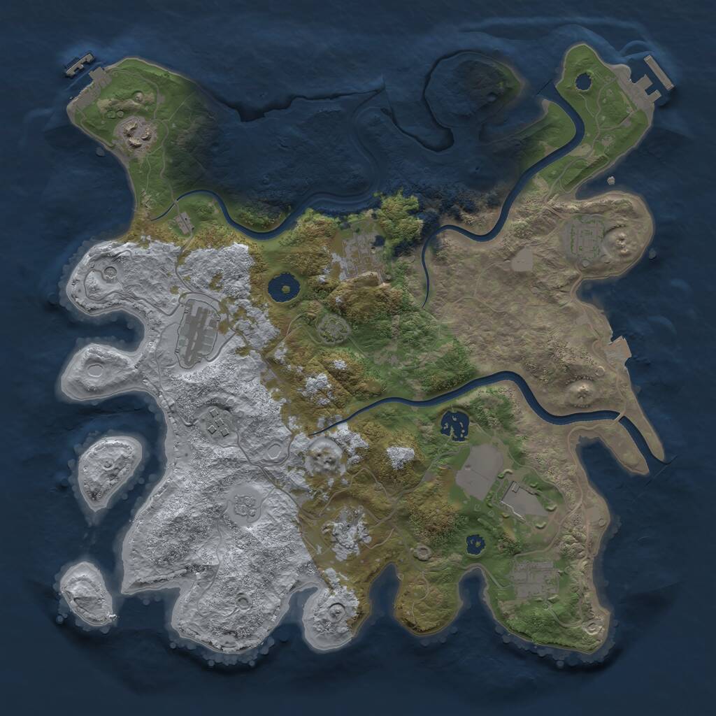 Rust Map: Procedural Map, Size: 3600, Seed: 45587, 15 Monuments