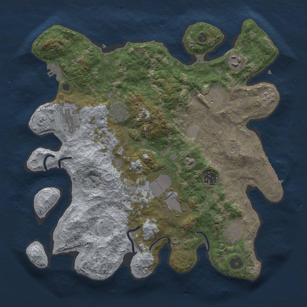 Rust Map: Procedural Map, Size: 3600, Seed: 45587, 15 Monuments