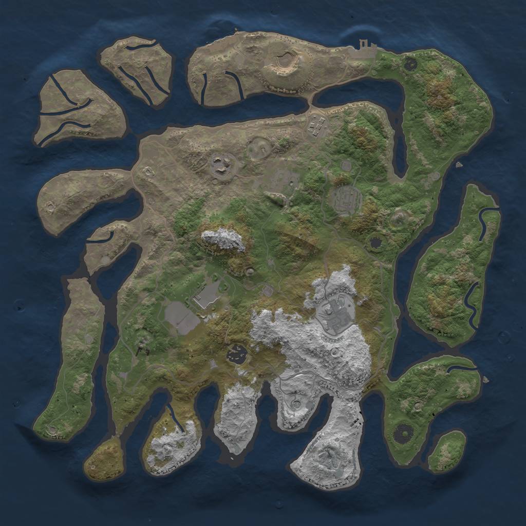 Rust Map: Procedural Map, Size: 4000, Seed: 798824623, 13 Monuments