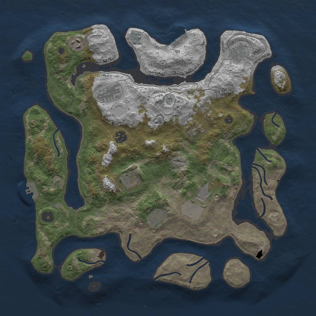 Rust Map: Procedural Map, Size: 4000, Seed: 100022372, 17 Monuments