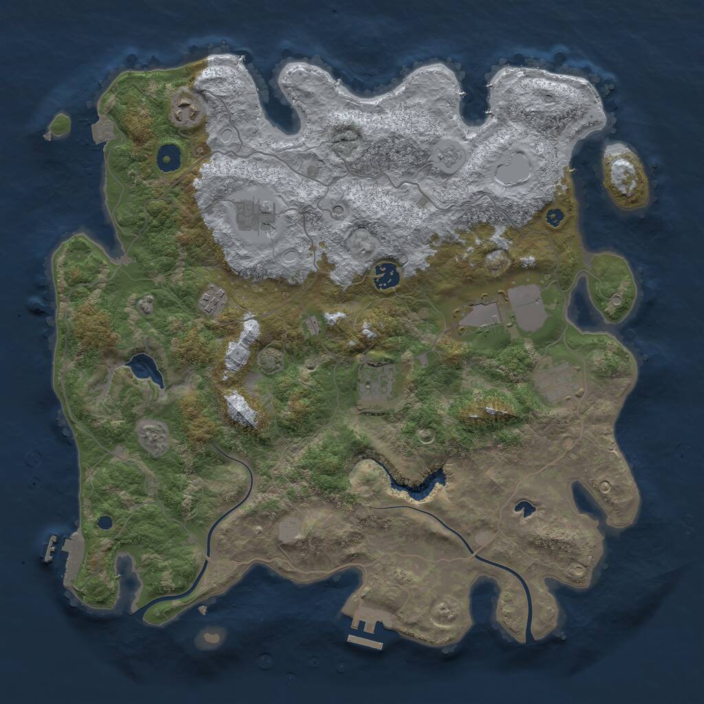 Rust Map: Procedural Map, Size: 4000, Seed: 100022372, 13 Monuments