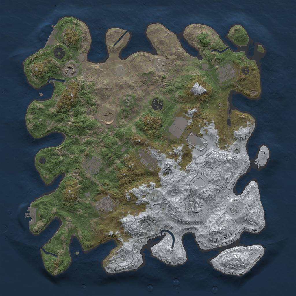 Rust Map: Procedural Map, Size: 3800, Seed: 45639990, 19 Monuments