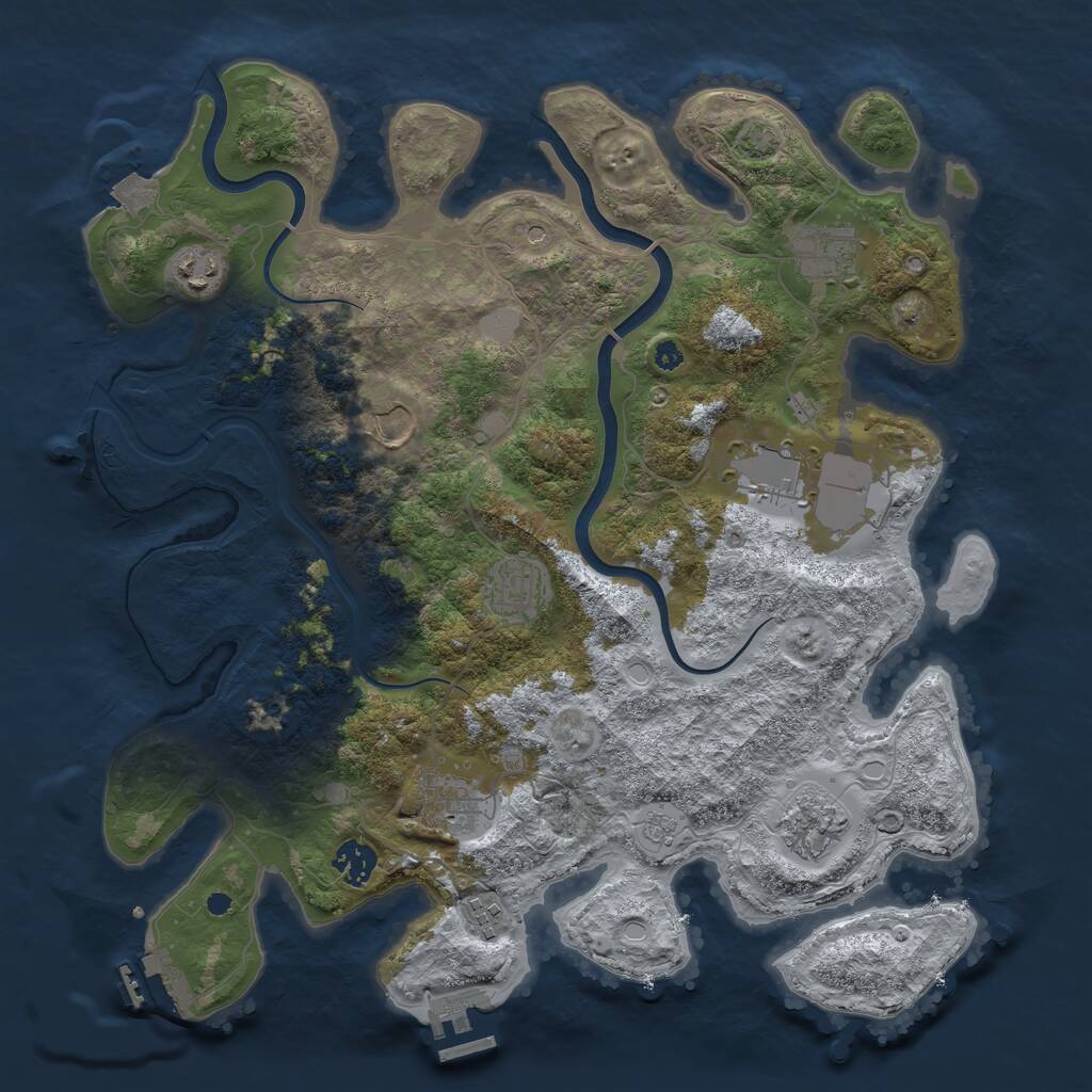 Rust Map: Procedural Map, Size: 3800, Seed: 45639990, 15 Monuments