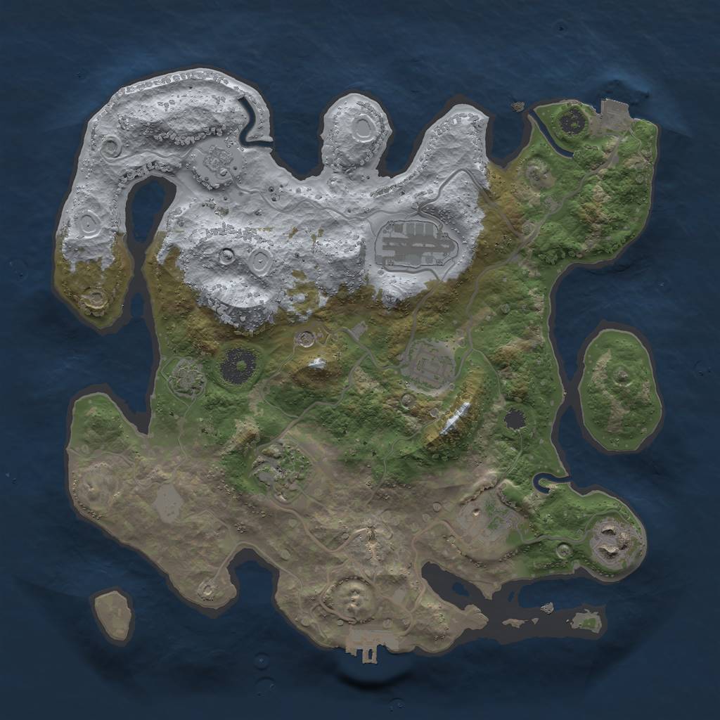 Rust Map: Procedural Map, Size: 3000, Seed: 37914, 12 Monuments