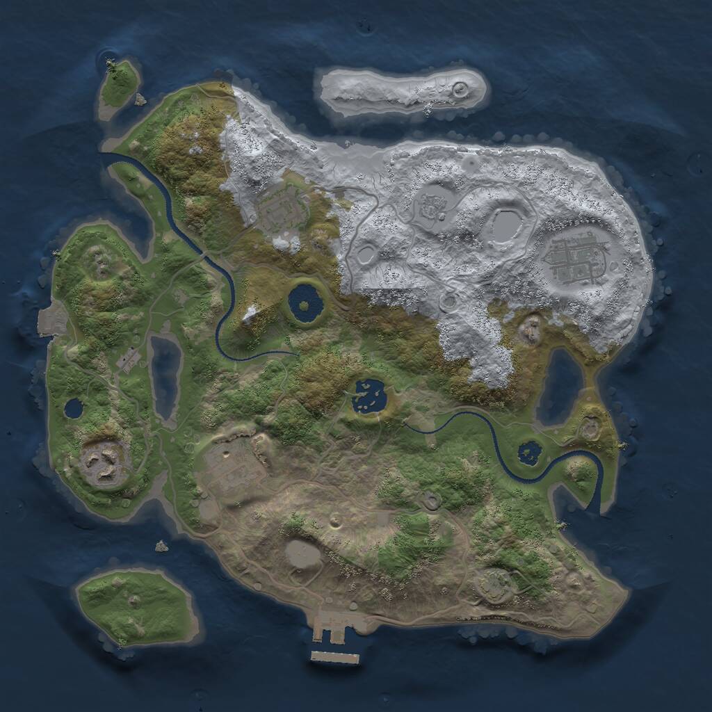 Rust Map: Procedural Map, Size: 3000, Seed: 5253, 9 Monuments